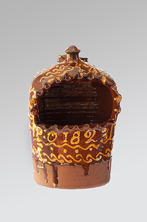 Image of – Sussex Pottery – <br>A Slipware Salt Kit initialed P.O dated 1823