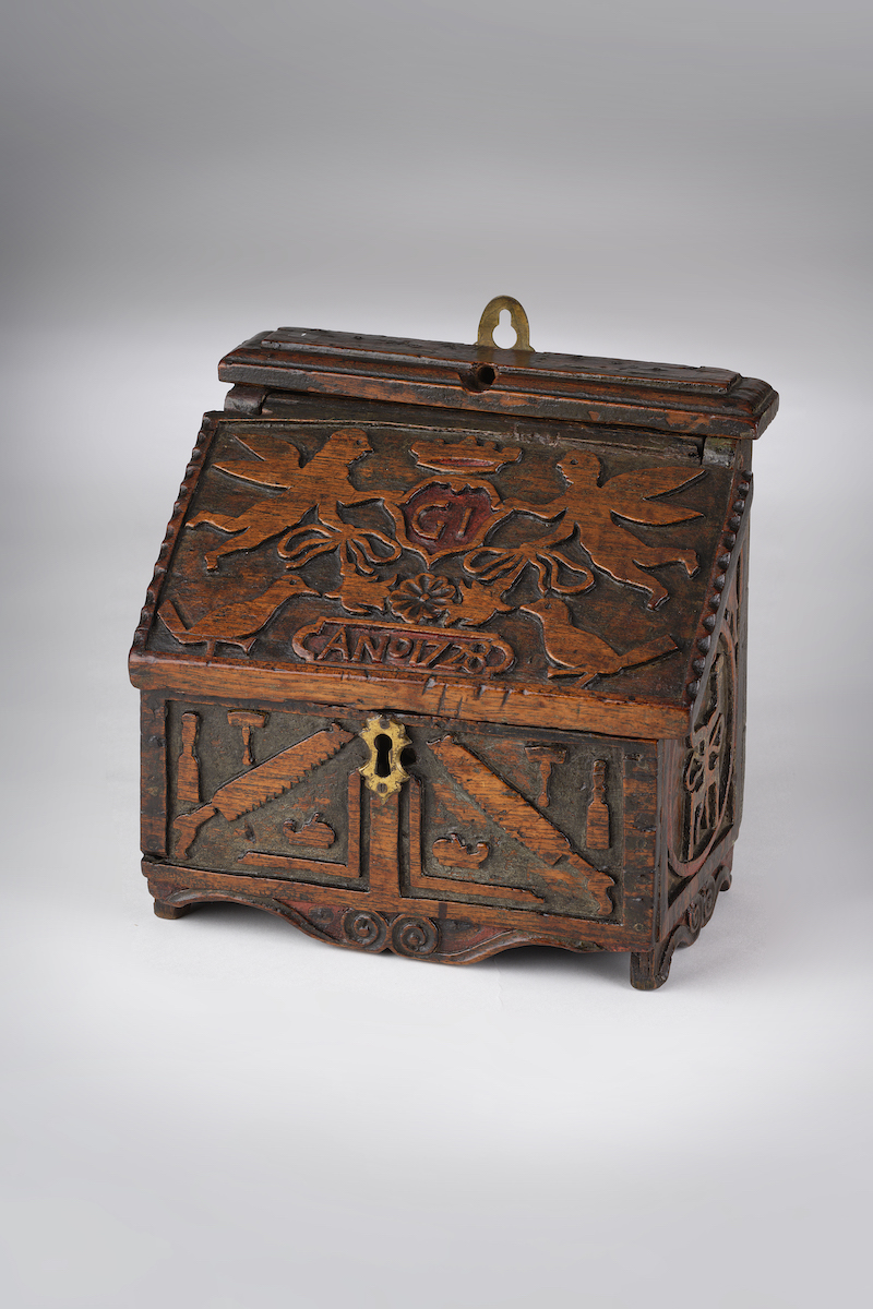 Image of A Boarded Carpenters Wall-Box Dated 1728